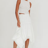 Paper Hearts Square Hem Midi Skirt White