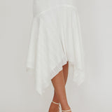 Paper Hearts Square Hem Midi Skirt White