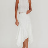 Paper Hearts Square Hem Midi Skirt White