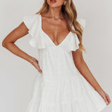 Daffodil Ruffle A-Line Mini Dress White