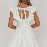 Daffodil Ruffle A-Line Mini Dress White