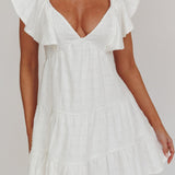 Daffodil Ruffle A-Line Mini Dress White