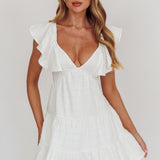 Daffodil Ruffle A-Line Mini Dress White