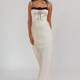 Tomorrow's Love Gathered Bow Neckline Maxi Dress Oyster