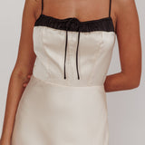 Tomorrow's Love Gathered Bow Neckline Maxi Dress Oyster
