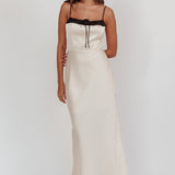 Tomorrow's Love Gathered Bow Neckline Maxi Dress Oyster