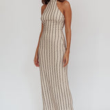 Kimchi Mockneck Halter Maxi Dress Beige