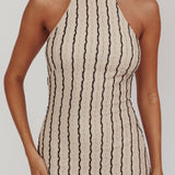 Kimchi Mockneck Halter Maxi Dress Beige
