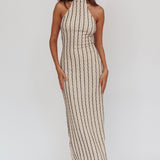 Kimchi Mockneck Halter Maxi Dress Beige