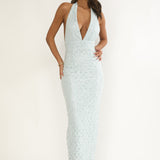 Cipriana Backless Halter Maxi Dress Sequin Blue