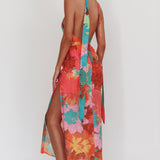 Cipriana Backless Halter Maxi Dress Floral Pink