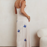 Hibiscus Ruffle A-line Maxi Dress Bone