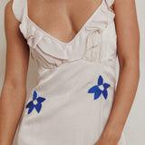 Hibiscus Ruffle A-line Maxi Dress Bone
