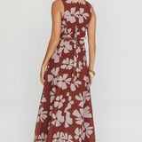 Lillia Floral A-Line Maxi Dress Brown