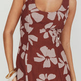 Lillia Floral A-Line Maxi Dress Brown