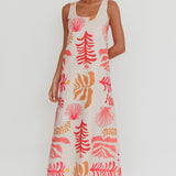 Thetis Leaf And Shell Maxi Slip Dress Pink