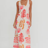 Thetis Leaf And Shell Maxi Slip Dress Pink