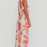 Thetis Leaf And Shell Maxi Slip Dress Pink