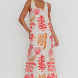 Thetis Leaf And Shell Maxi Slip Dress Pink