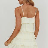 My Type Plisse Tiered Mini Dress Ivory