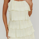 My Type Plisse Tiered Mini Dress Ivory