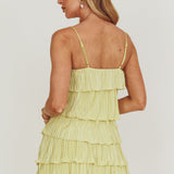 My Type Plisse Tiered Mini Dress Sage
