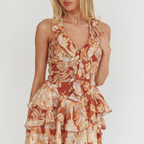 Live Loud Ruffle Layered Hem Mini Dress Floral