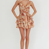 Live Loud Ruffle Layered Hem Mini Dress Floral