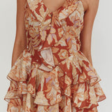 Live Loud Ruffle Layered Hem Mini Dress Floral