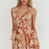 Live Loud Ruffle Layered Hem Mini Dress Floral