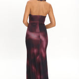 Live Loud Ruffle Halterneck Maxi Dress Print Brown