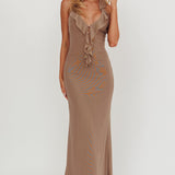 Live Loud Ruffle Halterneck Maxi Dress Grey
