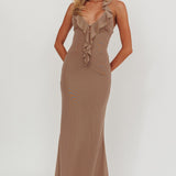 Live Loud Ruffle Halterneck Maxi Dress Grey