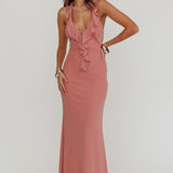 Live Loud Ruffle Halterneck Maxi Dress Rose