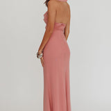 Live Loud Ruffle Halterneck Maxi Dress Rose