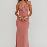 Live Loud Ruffle Halterneck Maxi Dress Rose