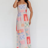 Eastern Sun Strapless Abstract Print Maxi Dress Multi