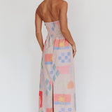 Eastern Sun Strapless Abstract Print Maxi Dress Multi