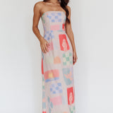 Eastern Sun Strapless Abstract Print Maxi Dress Multi
