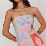 Eastern Sun Strapless Abstract Print Maxi Dress Multi