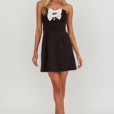 All For You Bow Strapless Mini Dress Black