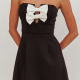 All For You Bow Strapless Mini Dress Black