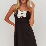 All For You Bow Strapless Mini Dress Black