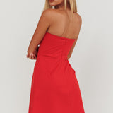 All For You Bow Strapless Mini Dress Red
