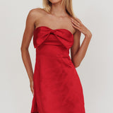 Sandi Bow Bust Mini Dress Red