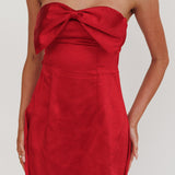 Sandi Bow Bust Mini Dress Red