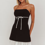 Statement Strapless String Tie Mini Dress Black