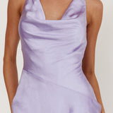Brigid Cowl Neck Scoop Back Mini Dress Lilac