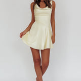 Brigid Cowl Neck Scoop Back Mini Dress Butter