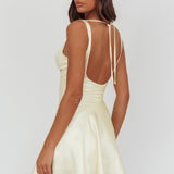 Brigid Cowl Neck Scoop Back Mini Dress Butter